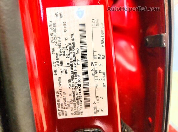 1FTEW1EPXMKE16566 2021 FORD F150 Burgundy 