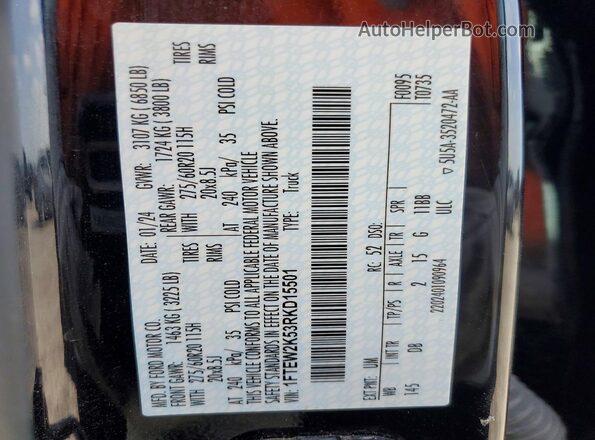 1FTEW2K53RKD15501 2024 FORD F150 Black Widok wnętrza 360 stopni