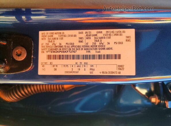 1FTEW2KP0SKF72767 2025 FORD F150 Blue Widok komory silnika