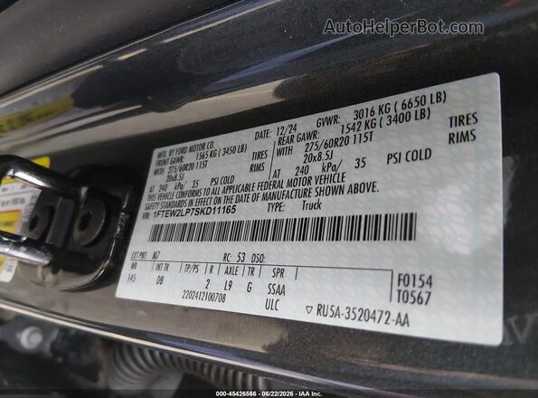 1FTEW2LP7SKD11165 2025 FORD F150 Gray Engine compartment view