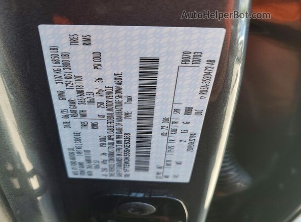 1FTEW3K55SKE63368 2025 FORD F150 Gray VIN կոդի պիտակի տեսք