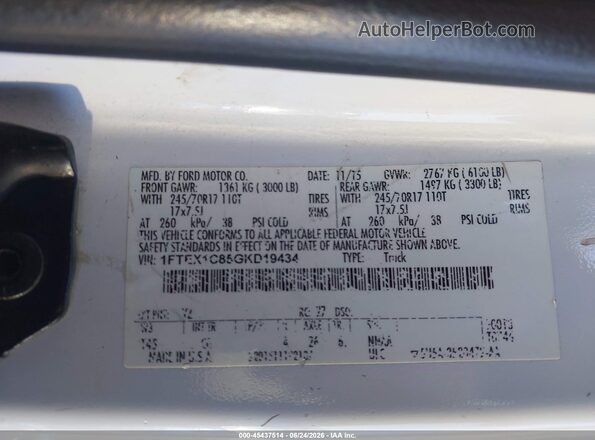 1FTEX1C85GKD19434 2016 FORD F150 White ძრავის განყოფილების ხედი