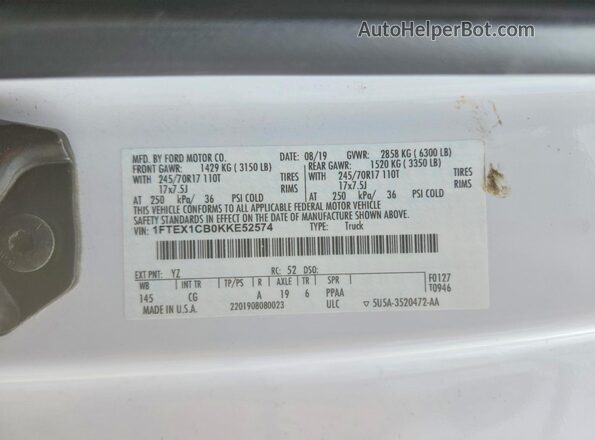 1FTEX1CB0KKE52574 2019 FORD F150 Two Tone Շարժիչի բաժամունքի տեսք