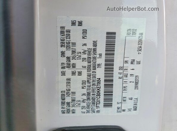1FTEX1CB0KKE70654 2019 FORD F150 White Вид підкапотного простору