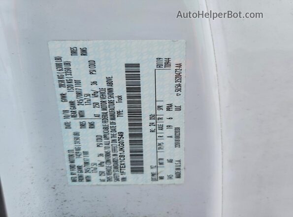 1FTEX1CB1JKG07549 2018 FORD F150 White 