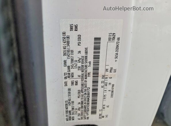 1FTEX1CB3NKE60172 2022 FORD F150 White Widok komory silnika