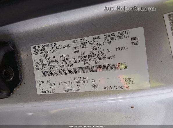 1FTEX1CP5GKD70620 2016 FORD F150 Silver Вид підкапотного простору
