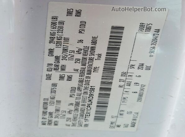 1FTEX1CP6JKD91581 2018 FORD F150 White 