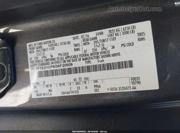 1FTEX1CP8GKF20509 2016 FORD F150 Gray Engine compartment view