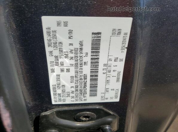 1FTEX1CP8KKC18551 2019 FORD F150 Gray ძრავის განყოფილების ხედი