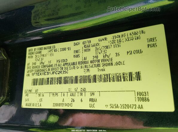 1FTEX1EB1JFC26290 2018 FORD F150 Blue Engine compartment view
