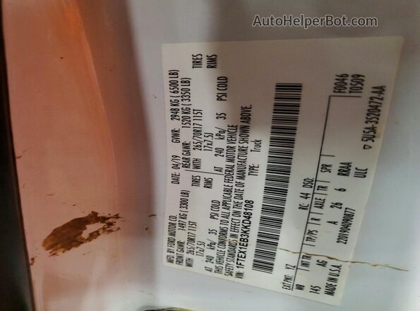 1FTEX1EB3KKD48108 2019 FORD F150 White Engine compartment view