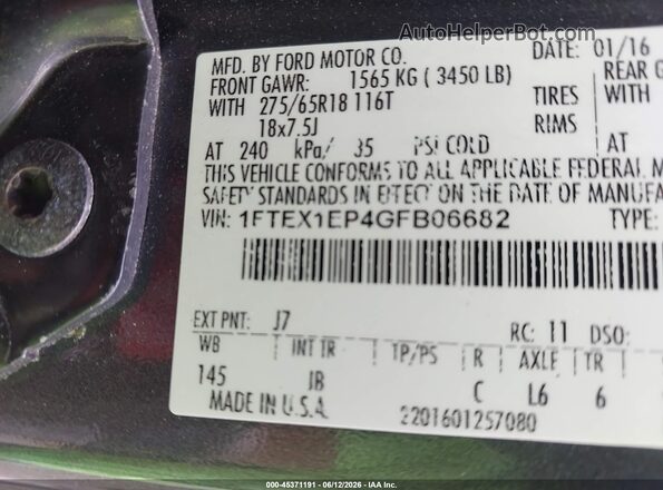 1FTEX1EP4GFB06682 2016 FORD F150 Gray Widok komory silnika