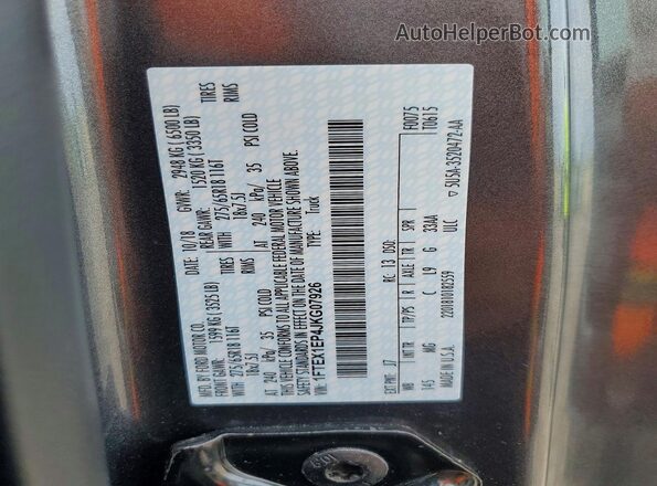 1FTEX1EP4JKG07926 2018 FORD F150 Gray 
