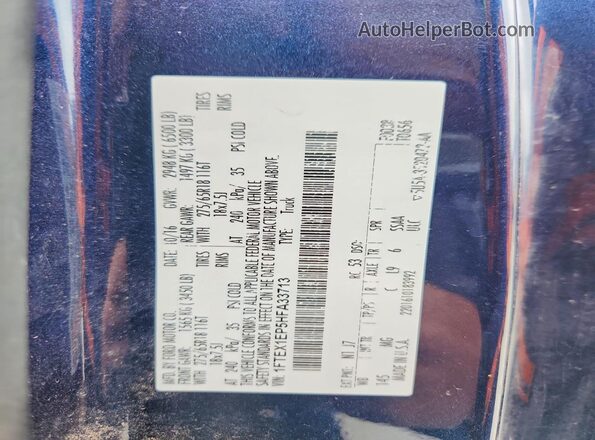 1FTEX1EP5HFA33713 2017 FORD F150 Blue 