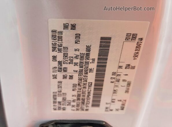 1FTEX1EP6HKC11622 2017 FORD F150 White Engine compartment view