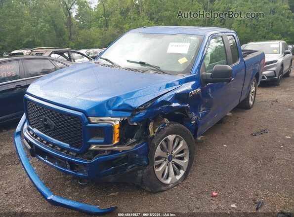 1FTEX1EP7JFC12289 2018 FORD F150 Blue Przód lewy