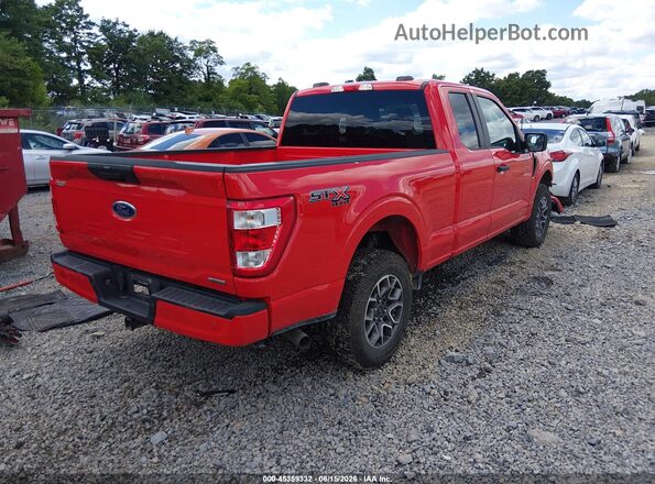 1FTEX1EP8MKE98262 2021 FORD F150 Red Rear right
