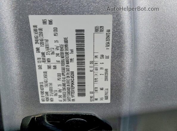 1FTEX1EP9KKC45268 2019 FORD F150 Silver 