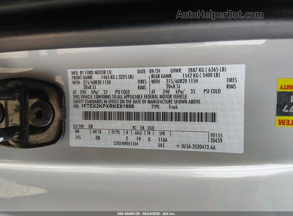 1FTEX2KPXRKE81898 2024 FORD F150 Gray Widok komory silnika