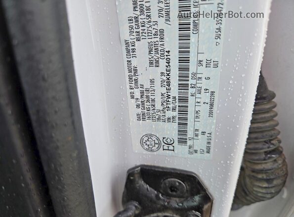 1FTFW1E48KKE54014 2019 FORD F150 White Vista del compartimento del motor