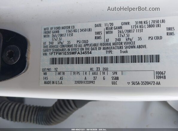 1FTFW1E55MFA34554 2021 FORD F150 Gray Engine compartment view