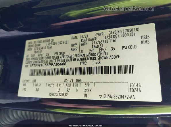 1FTFW1E56PFA65686 2023 FORD F150 Black Engine compartment view