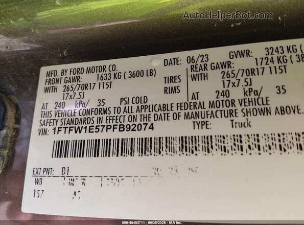 1FTFW1E57PFB92074 2023 FORD F150 Gray ძრავის განყოფილების ხედი