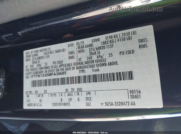 1FTFW1E85MFA36685 2021 FORD F150 Dark Blue Вид підкапотного простору