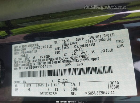 1FTFW1E86PFD34330 2023 FORD F150 Black Вид підкапотного простору