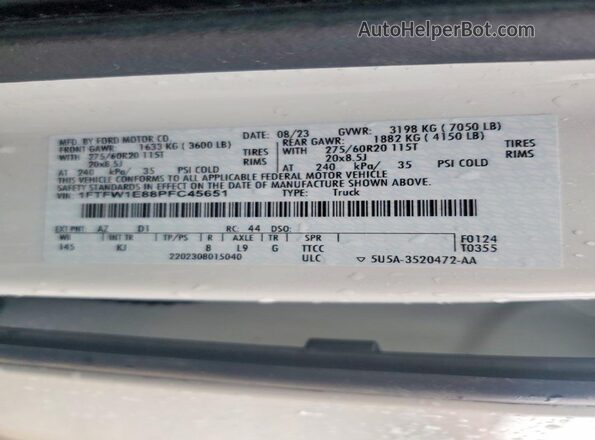 1FTFW1E88PFC45651 2023 FORD F150 White Engine compartment view