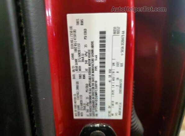 1FTFW1ED2MFC32810 2021 FORD F150 Burgundy Vista del compartimento del motor