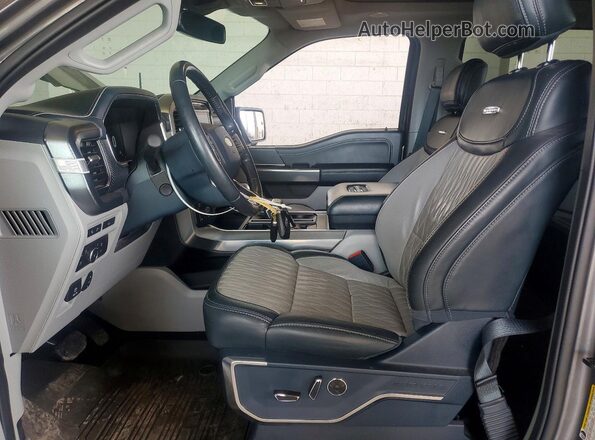 1FTFW1ED5NFA06617 2022 FORD F150 Gray Widok wnętrza z przodu