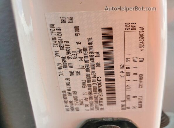 1FTFW1ED8MFC00475 2021 FORD F150 White Engine compartment view