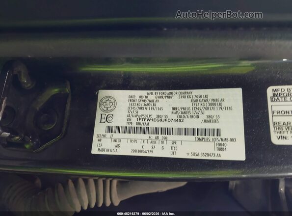 1FTFW1EG9JFD74402 2018 FORD F150 Gray Engine compartment view
