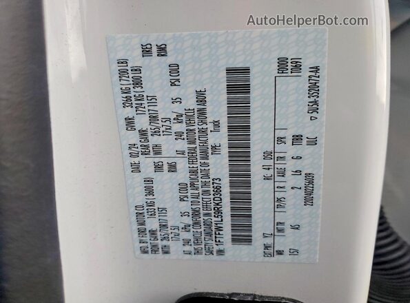 1FTFW1L59RKD36673 2024 FORD F150 White Engine compartment view
