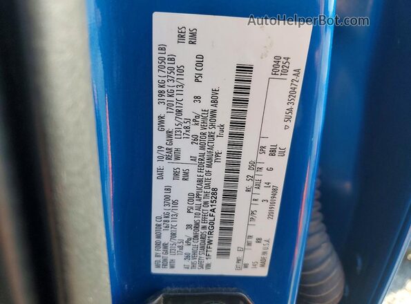 1FTFW1RG0LFA15288 2020 FORD F150 Blue Vista del compartimento del motor