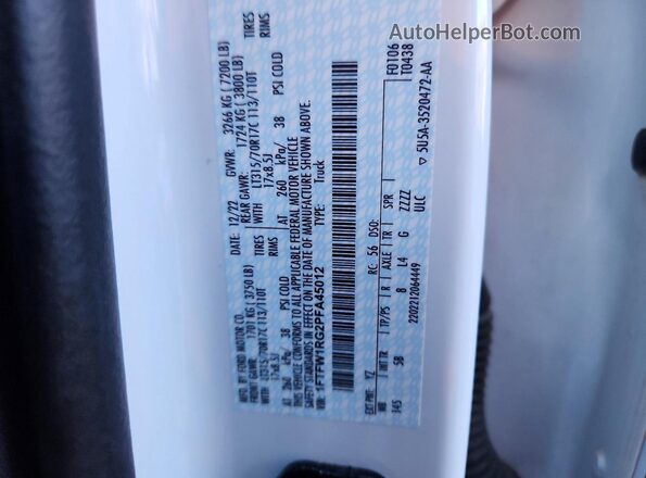 1FTFW1RG2PFA45012 2023 FORD F150 White Widok komory silnika