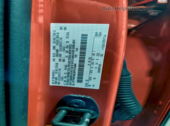 1FTFW1RG3PFC76484 2023 FORD F150 Orange Vista de la etiqueta del VIN