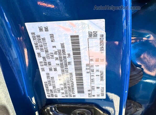 1FTFW1RG6JFD78398 2018 FORD F150 Blue Widok naklejki z numerem VIN