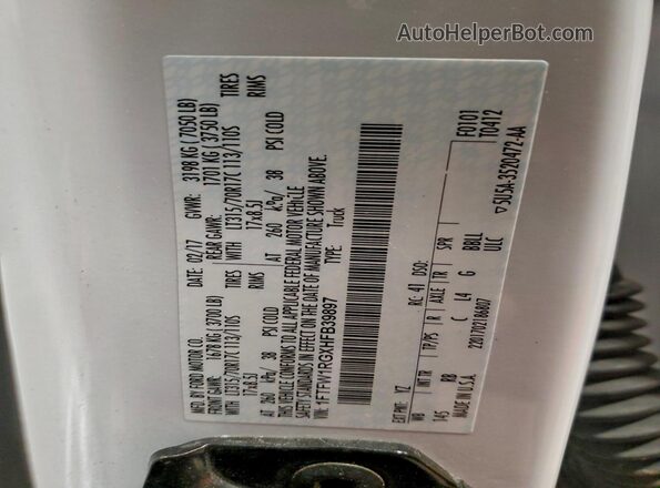 1FTFW1RGXHFB39897 2017 FORD F150 White Engine compartment view