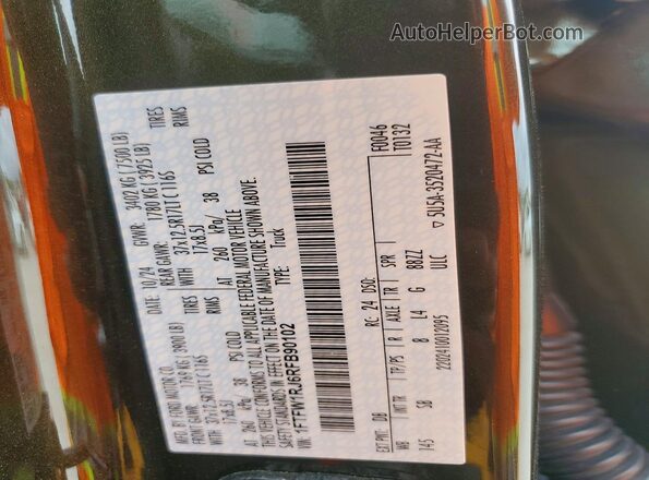 1FTFW1RJ6RFB90102 2024 FORD F150 Green VIN կոդի պիտակի տեսք