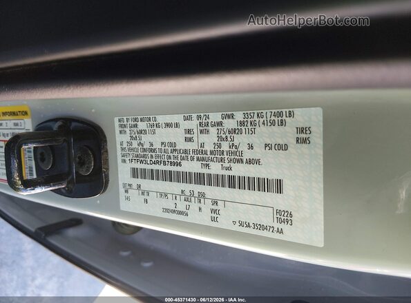 1FTFW3LD4RFB78996 2024 FORD F150 Gray Vista del compartimento del motor