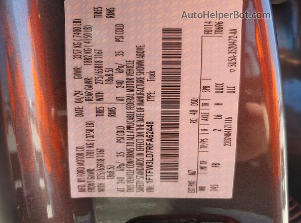 1FTFW3LD7RFA62448 2024 FORD F150 Gray 