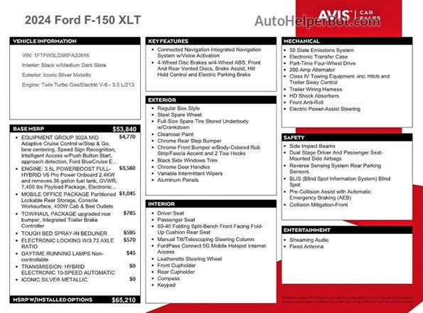 1FTFW3LD9RFA20816 2024 FORD F150 Silver Vista del compartimento del motor