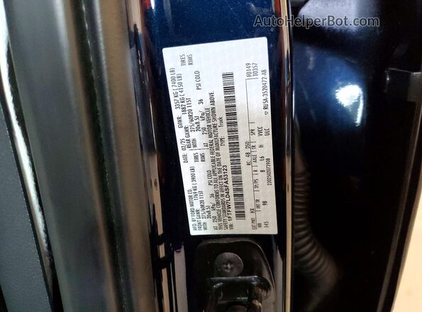 1FTFW7LD4SFA53123 2025 FORD F150 Blue Vista de la etiqueta del VIN