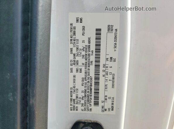 1FTFX1E59MFB03307 2021 FORD F150 Белый Вид подкапотного пространства