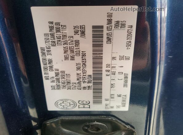 1FTFX1EF1GKE87801 2016 FORD F150 Blue Շարժիչի բաժամունքի տեսք