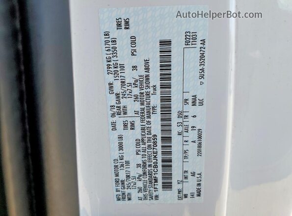 1FTMF1CB0JKE70859 2018 FORD F150 White 