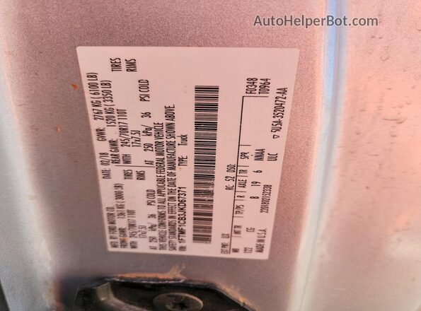 1FTMF1CB3JKD67371 2018 FORD F150 Silver 